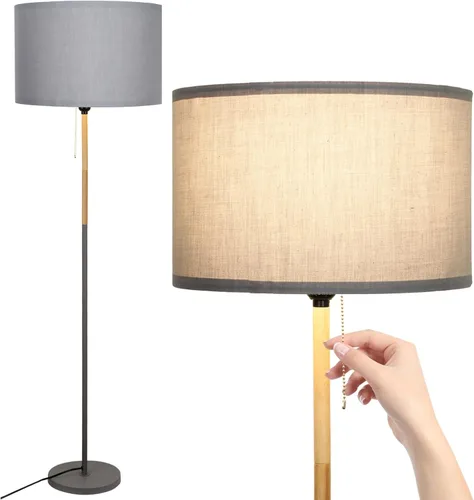 Miniatura 9 de Lámpara de pie para dormitorio, lámparas de pie de granja para sala de estar, lámpara de poste de mediados de siglo, pantalla de lámpara de lino