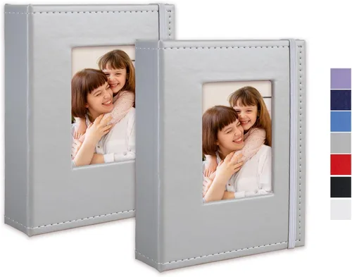 Miniatura 16 de Álbum de fotos pequeño de 4 x 6 pulgadas, paquete de 2 libros de fotos de cuero, cada mini álbum de 26 páginas tiene capacidad para 52 fotos, Rojo