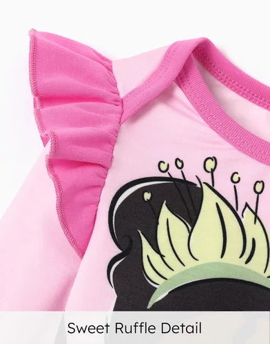 Miniatura 4 de Disney Princesa Cenicienta Ariel Tiana Minnie Winnie Lion King Baby Girls Boys - Mameluco de manga larga con volantes para recién nacidos hasta