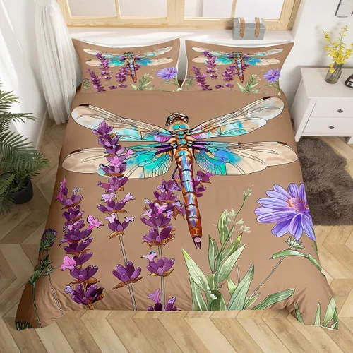 Miniatura 12 de Erosebridal Regalos de libélula para mujeres, funda de edredón de diente de león, mariposa y libélulas, juego de ropa de cama para mujeres y niñas