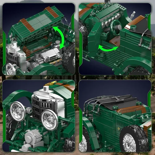 Miniatura 4 de Mould King 10166 Tech Oldtimer - Bloques de sujeción para automóvil deportivo, 1147 piezas, kit de montaje de modelo de automóvil de carreras