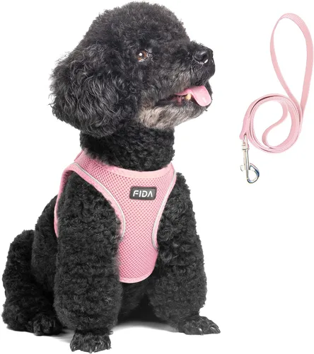 Miniatura 7 de Fida Cómodo arnés para perro con correa, chaleco suave para cachorros, a prueba de escapes, transpirable y ligero de malla suave, arnés reflectante