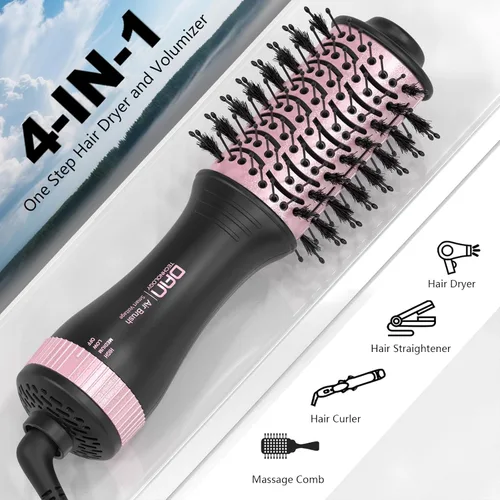 Miniatura 4 de DAN (100 V-240 V) Cepillo secador de pelo automático de doble voltaje, cepillo secador de pelo de viaje con adaptador de enchufe multifunción, mini