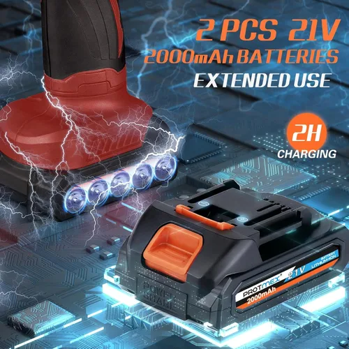 Miniatura 2 de Pulidora inalámbrica de automóvil con 2 baterías de 2000 mAh, 21 V, kit de pulidora y enceradora de 6 pulgadas, con 18 accesorios adicionales y 6
