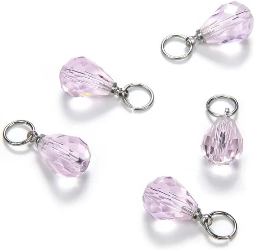 Miniatura 16 de 10 cuentas sueltas de piedra natal de enero de Adabele de 0.394 pulgadas con forma de lágrima austriaca roja y pera, cuentas de gota con anillos