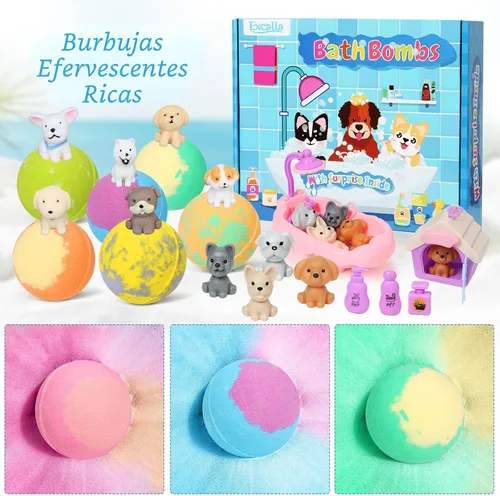 Miniatura 4 de Bombas de baño para niños con juguetes adentro para niñas y niños, paquete de 12 bombas de baño para niños con set de juego de simulación de perro
