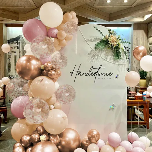 Miniatura 7 de MEBAY Kit de Arco de Guirnalda de Globos Bohemios, 156 Piezas Globos Rosa Empolvado Marrón Pastel Champán Dorado Blanco Metálicos para Boda Baby