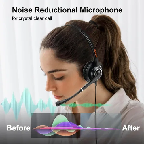 Miniatura 4 de Auriculares USB con micrófono para oficina centro de llamadas telefónico, auriculares USB-A ligeros de 1 oreja con micrófono con cancelación
