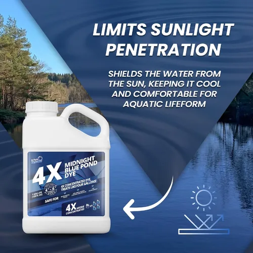 Miniatura 4 de Tinte azul medianoche para estanque de 1 galón, tinte concentrado de estanque azul, Aquashade de aspecto natural oscuro para hermosa agua del lago