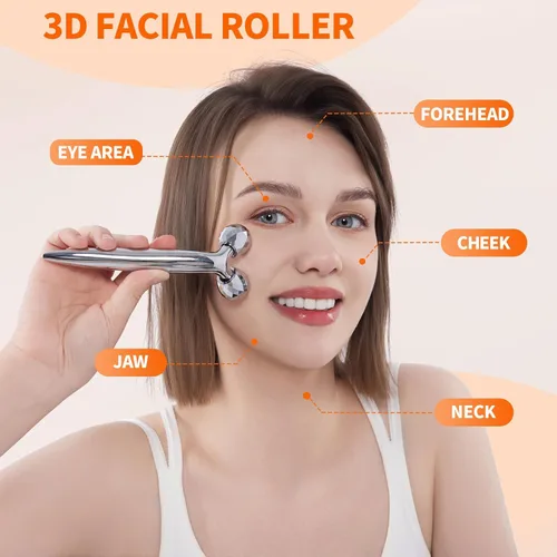 Miniatura 2 de Masajeador facial de metal, herramienta de masaje facial de enfriamiento 3D para reducir la hinchazón, eliminar las arrugas de los ojos, levantar