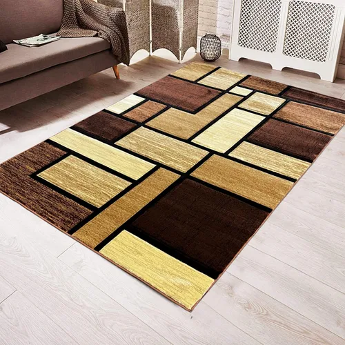 Miniatura 15 de Alfombra moderna de 5 x 7 con geometría de arena para sala de estar, comedor y dormitorio, alfombra de pasillo tallada a mano, poliéster duradero