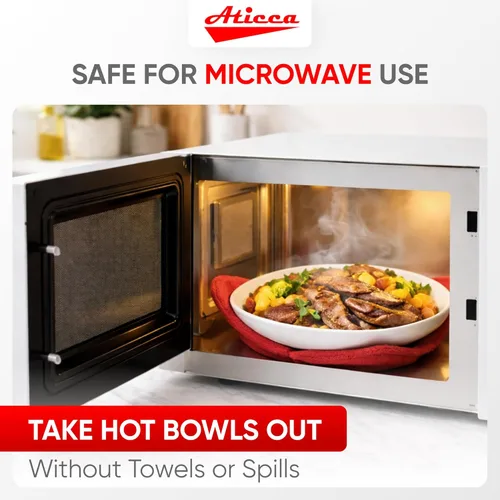 Miniatura 4 de Aticca Juego de 4 almohadillas calientes para tazas de caldo para microondas y platos calientes, multiusos, a prueba de calor Rojo