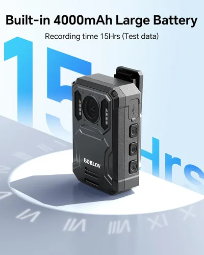 Miniatura 3 de BOBLOV Cámara corporal KJ23Pro 2K, cámara corporal de 256 GB con visión nocturna, batería de 4000 mAh para 15 horas de grabación continua