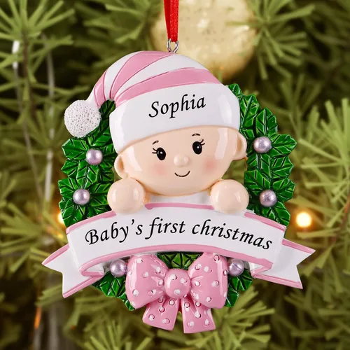 Adorno Personalizado de Primera Navidad para Niña 2024 - Adorno de Primera Navidad de Resina para Niñas, Regalos Personalizados para Recién Nacidas