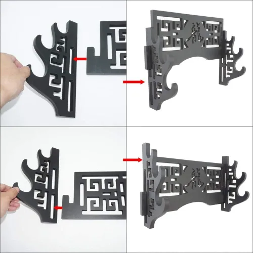 Miniatura 4 de Estante para colgar en la pared Katana Exhibition Rack Retro Hollow Tallado Espada Soporte Percha - Dragón
