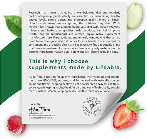 Miniatura 5 de Lifeable Vitamina D sin azúcar, 5000 UI, suplemento de gomitas de gran sabor natural, sin gluten, vegetariano, sin OMG, masticable, para apoyo