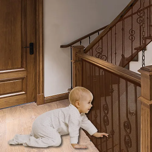 Miniatura 22 de Red para escalera, Barrera de seguridad para bebés para escaleras sin necesidad de perforación, Barrera de seguridad para pasamanos de bebé, 18 pies