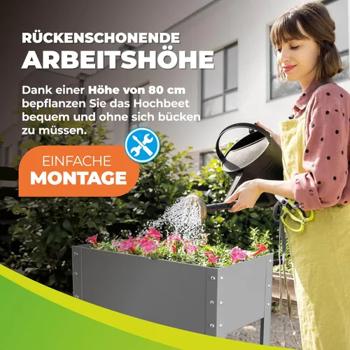 Miniatura 5 de Bio Green Freising-L - Cama de jardín elevada de metal con drenaje Pequeña maceta galvanizada y con recubrimiento de polvo para exteriores
