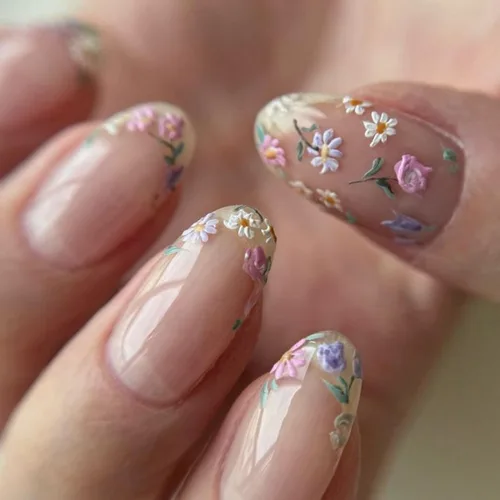 Miniatura 34 de Uñas postizas a presión de almendra marrón, medianas con diseños de leopardo y purpurina, uñas postizas en forma de almendra otoñal, uñas acrílicas