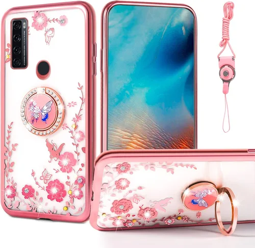 Miniatura 24 de nancheng Funda de teléfono para TCL A3X (A600DL), funda para Alcatel TCL A3X niñas y mujeres, bonita funda de silicona transparente con purpurina