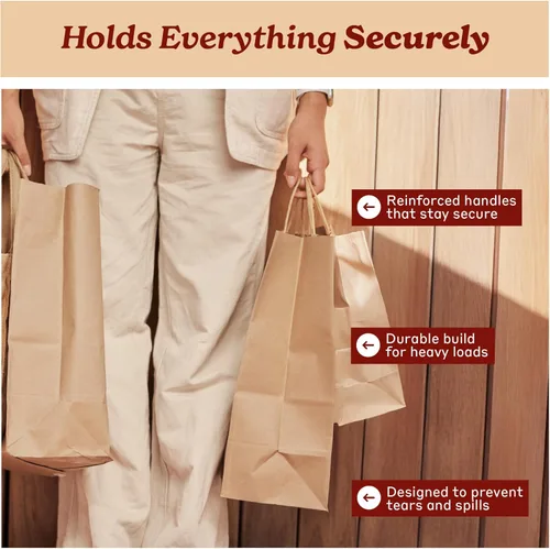 Miniatura 3 de PTP - 250 bolsas de mano para regalo, de papel, Kraft Perfectas para cumpleaños, bodas, vacaciones y toda ocasión Colores blanco o natural
