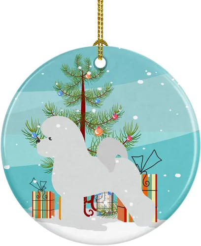 Miniatura 59 de Caroline's Treasures Bulldog inglés «Merry Christmas» adorno de cerámica para árbol de Navidad, decoración colgante para el hogar, Navidad, fiestas