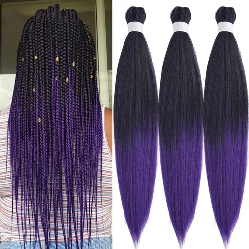 Miniatura 45 de pelo trenzado preestirado marrón, pelo trenzado Kanekalo, pelo trenzado preestirado de 26 pulgadas, 6 paquetes plegados, textura Yaki, extensiones