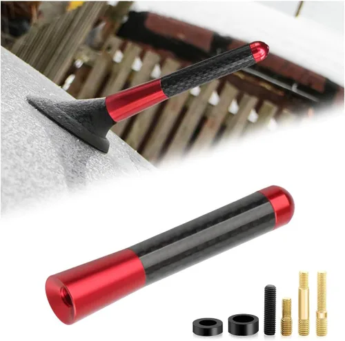 Miniatura 10 de Antena corta para automóvil, antena de radio de aleación de aluminio rechoncha de 1.37 pulgadas con tornillos y juntas de goma, mini antena aérea