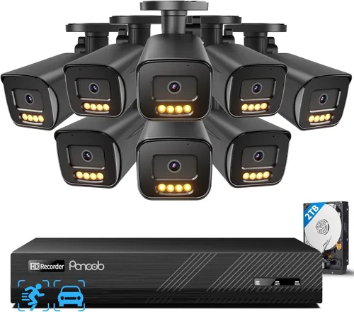 Miniatura 15 de Sistema de seguridad de 4 cámaras, 8 canales, 4 cámaras PoE IP con cable de 5 megapíxeles para exteriores, detección de vehículos humanos AI, audio
