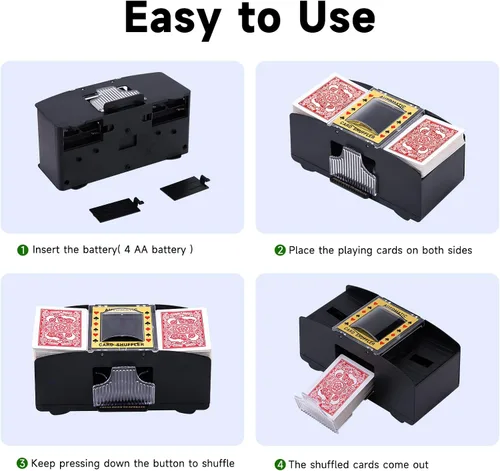 Miniatura 5 de Unniweei Barajador Automático de Cartas 1-2 Barajas, Barajador Eléctrico Operado por Pilas, Juego de Cartas de Casino para Póker, Juego de Cartas