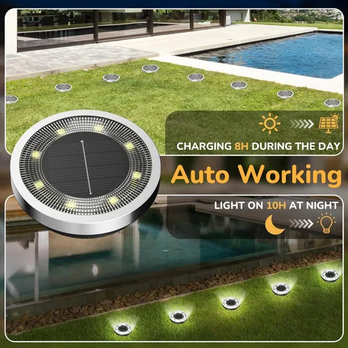 Miniatura 3 de INCX Solar Ground Lights, 10 Pack Solars Light Outdoor Waterproof, Solar Garden Lights Landscape Lighting for Patio Pathway Lawn Yard Deck Driveway