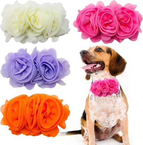 Miniatura 12 de Collar de perro de 4 o 6 o 20 piezas de flores grandes para mascotas, accesorios para collar de mascotas pequeñas, medianas y grandes, hembra, gato