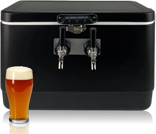 Miniatura 10 de Coldbreak Jockey Box de 2 grifos, enfriador de 54 cuartos de galón con bobinas de acero inoxidable de 50 pies, entrada frontal para una