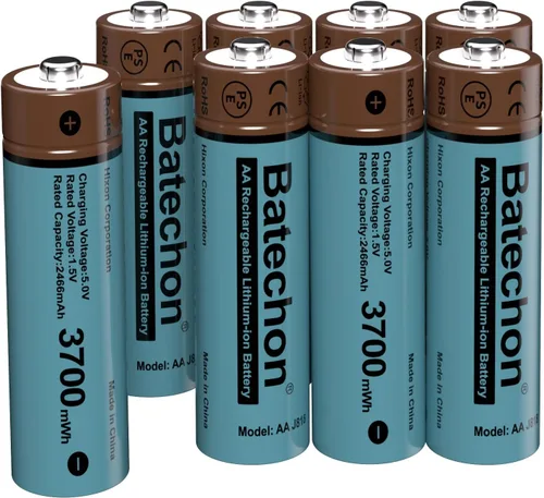 Miniatura 9 de 2 baterías de litio recargables AA, batería AA de 1.5 V 3700 mWh, recargable, compatible con cámara de rastro y controlador de juego, etc.