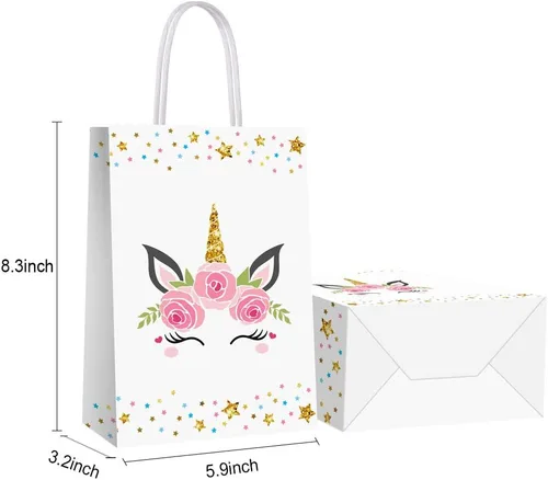 Miniatura 3 de 16 bolsas de unicornio para fiestas de cumpleaños – Bolsas de regalo para dulces para niñas y niños