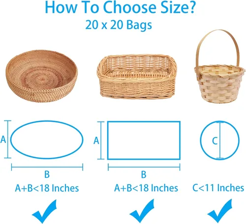 Miniatura 2 de Awpeye Paquete de 20 bolsas transparentes de celofán grandes para regalo, 2 mil de grosor (20 x 20 pulgadas)