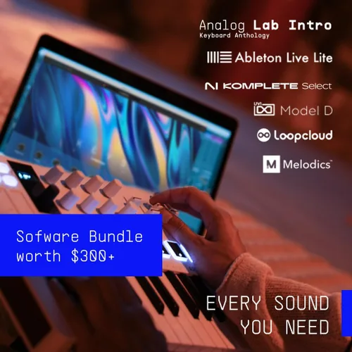 Miniatura 3 de Arturia MiniLab Controlador de teclado MIDI USB de 3 a 25 teclas con 8 almohadillas de batería multicolor, 8 perillas y software de producción