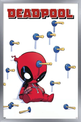 Miniatura 10 de Trends International Marvel Comics Deadpool - Póster de pared de dardos, 22.375 x 34 pulgadas, paquete de impresión premium y colgador negro