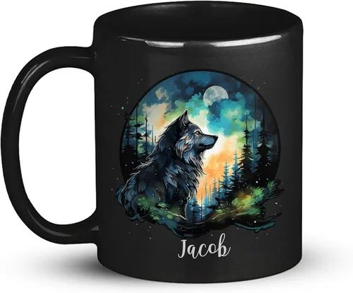Miniatura 8 de Taza de café personalizada de cuervo con nombre de amante de cuervos, taza de café negra personalizada de animales de 11 onzas y 15 onzas, taza
