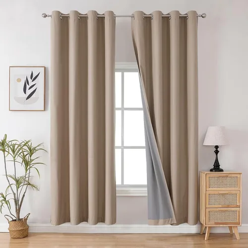 Miniatura 72 de Joydeco - Juego de 2 paneles de cortinas opacas de 63 pulgadas, 2 cortinas largas con aislamiento térmico burg, cortinas de oscurecimiento