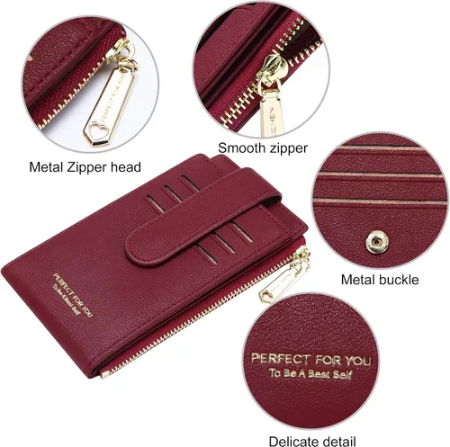 Miniatura 5 de ZRTARY Slim Card Holder Wallets for Women RFID Bifold Card Case Money Organizer with Zipper Pocket