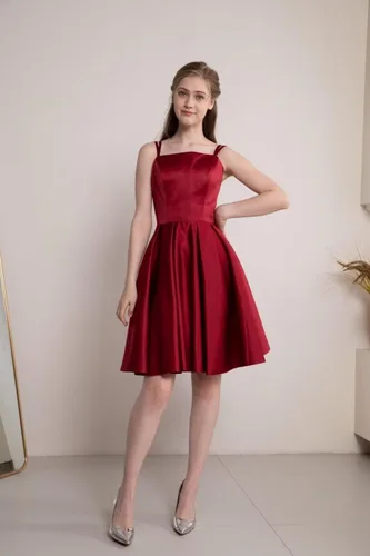 Miniatura 2 de Tianzhihe Vestidos cortos de satén para adolescentes 2024 con tirantes delgados, vestidos de fiesta de cóctel con bolsillos