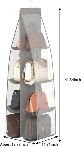 Miniatura 2 de Fixwal Organizador de bolso para armario, paquete de 2 con 8 bolsillos para colgar, bolsa organizadora de bolsa para coleccionar, organizadores