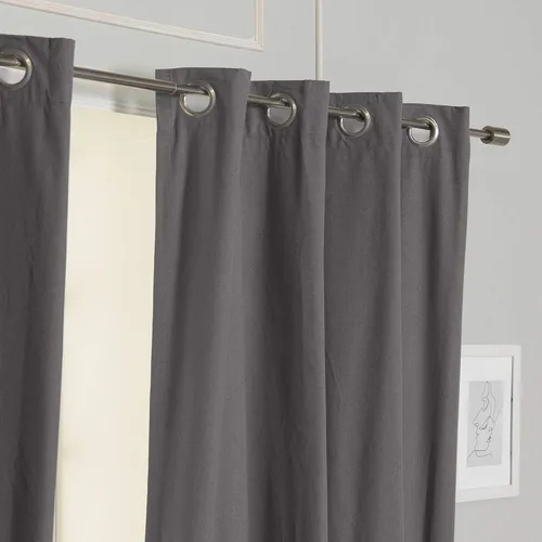 Miniatura 4 de Best Home Fashion ZeroLight - Cortinas opacas térmicas con ojales texturizados, 100 % de lino, color gris oscuro, 52 pulgadas de ancho x 63 pulgadas