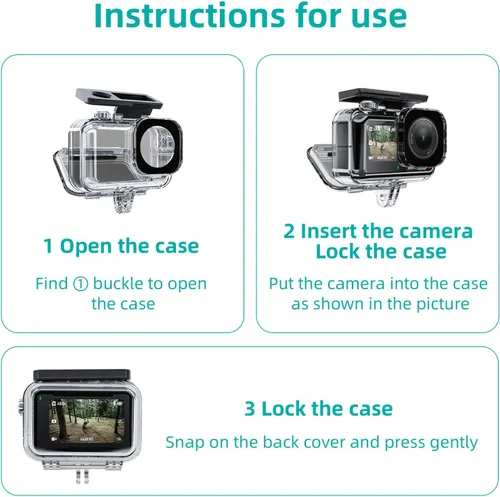 Miniatura 5 de Funda impermeable para DJI Osmo Action Camera 5 pro/4/3, con carcasa submarina antivaho carcasa carcasa soporta 147.6 ft/148 pies carcasa de buceo