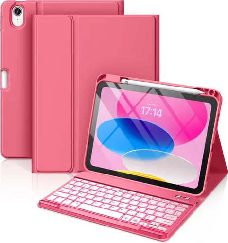 Miniatura 13 de Hamile Funda para iPad de 11ª y 10ª Generación con Teclado - 7 Colores Retroiluminados Inalámbrico Desmontable Funda Folio con Teclado y Soporte