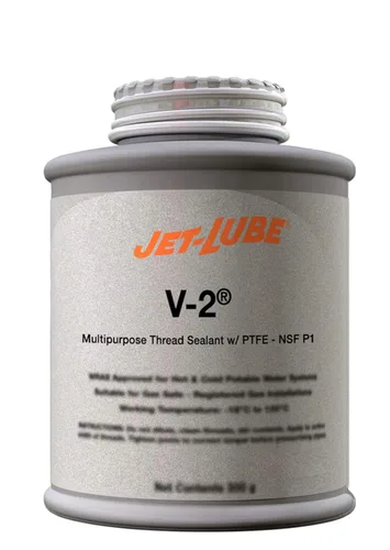Jet-Lube V-2 - Multiuso | Sellador de roscas | Contaisn PTFE | Grado militar | Grado alimenticio | Aplicaciones automotrices | Certificado ecológico