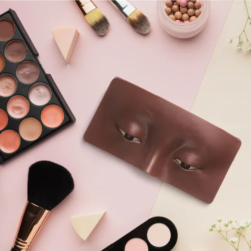 Miniatura 5 de Tabla facial de práctica de maquillaje, cara de maniquí de silicona reutilizable 3D con 5 brochas de maquillaje, cara de práctica de maquillaje
