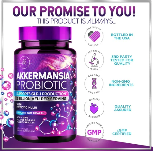 Miniatura 4 de Akkermansia Probiótico – 2 mil millones de AFU por porción – La mejor cepa para soporte de producción de GLP-1 con fibra prebiótica para la salud