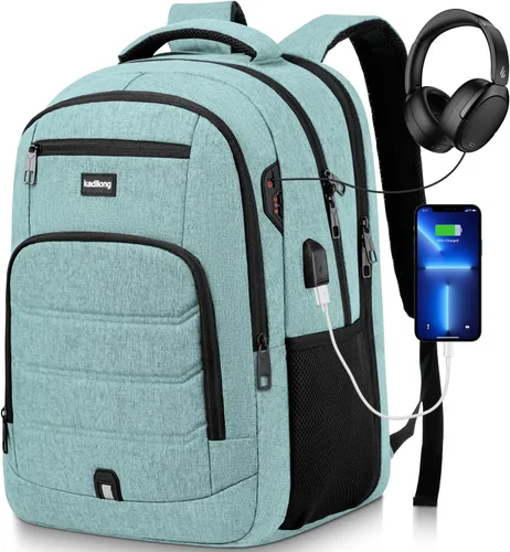 Miniatura 8 de kadilong Mochila para laptop para hombre, mochila escolar para adolescentes, niños, viajes de negocios, bolsa antirrobo con puerto de carga USB